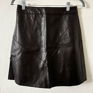 Moon River Brown Faux Leather Mini Skirt